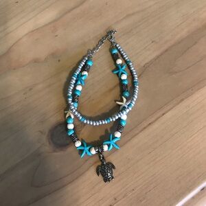 Turquoise and Silver Starfish Bracelet